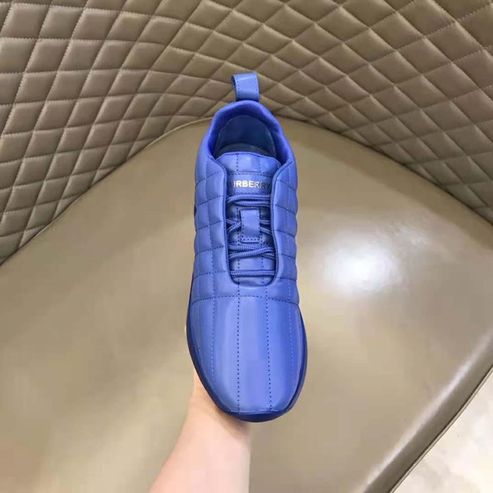 Burberry Unisex Quilted Leather Classic Sneakers-Blue - image 8