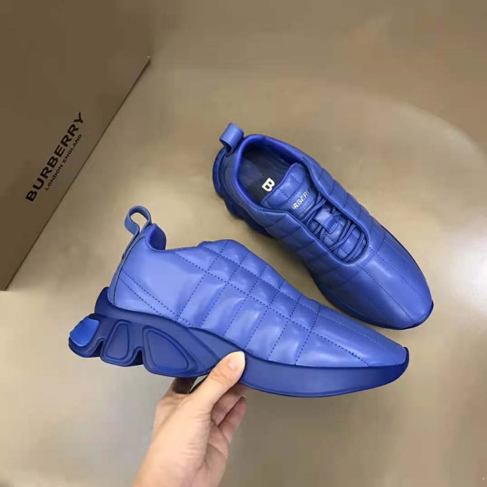 Burberry Unisex Quilted Leather Classic Sneakers-Blue - image 4