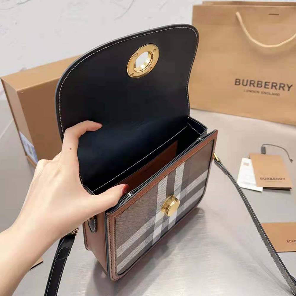 Burberry Women Check and Leather Small Elizabeth Bag - image 8