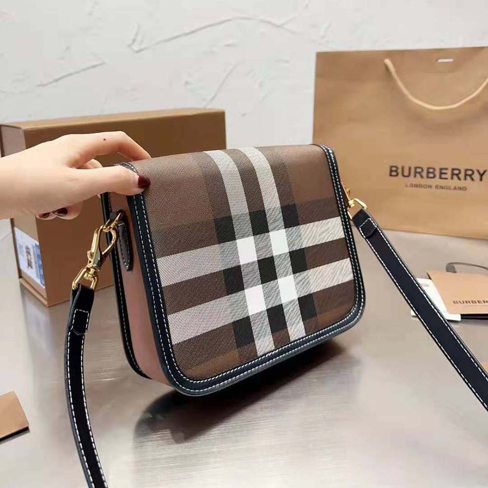 Burberry Women Check and Leather Small Elizabeth Bag - image 4