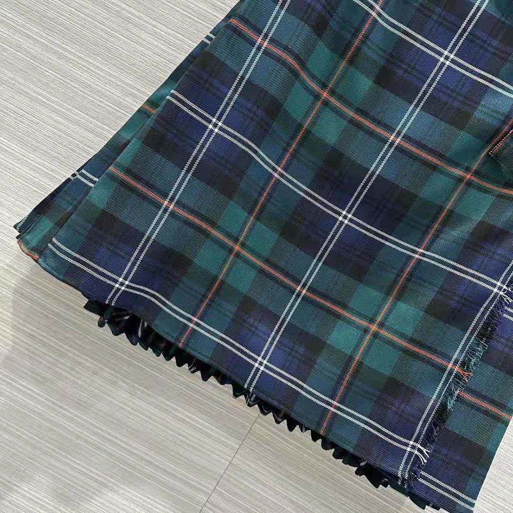 Burberry Women Pleated Panel Check Wool Belted Kilt - image 11