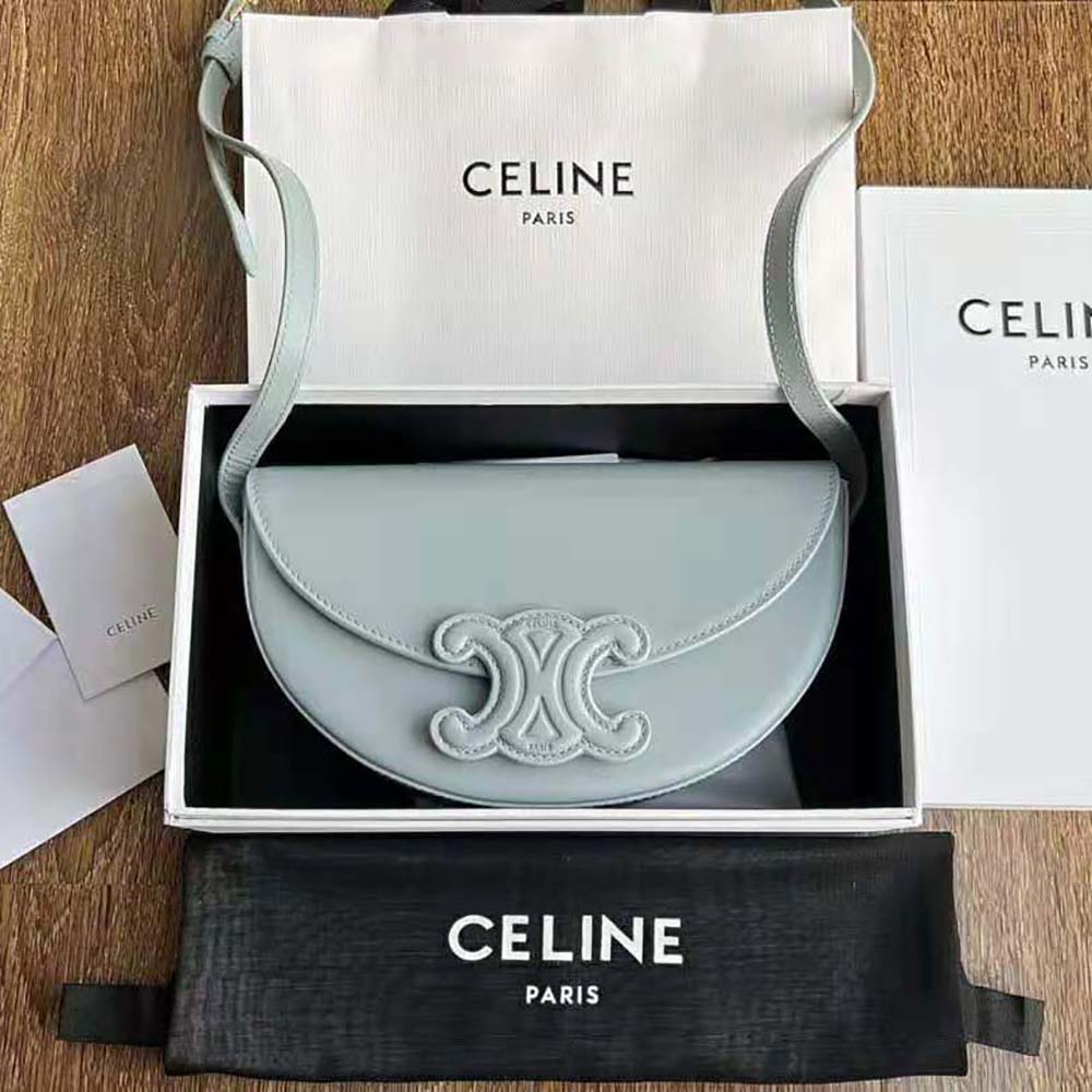 Celine Women Besace Cuir Triomphe in Smooth Calfskin-Blue - image 7