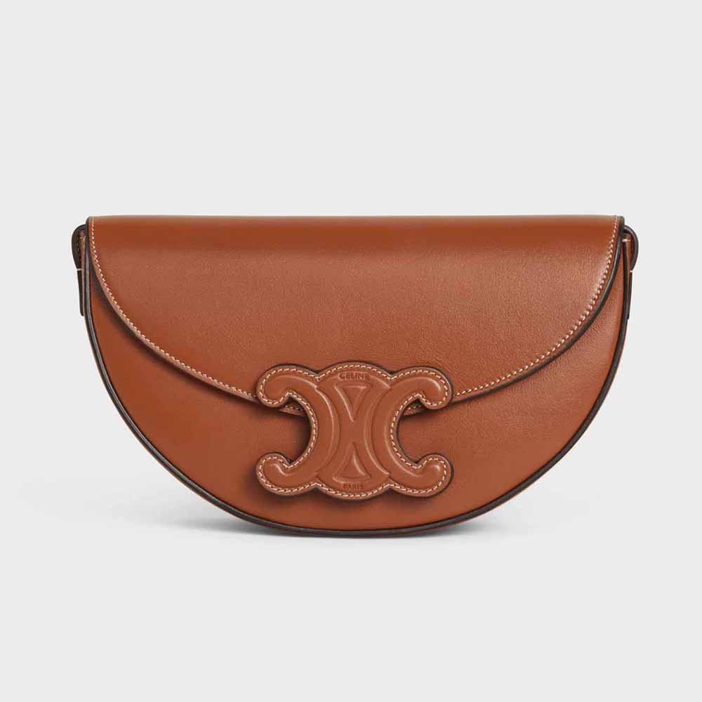 Front view of Celine Women Besace Cuir Triomphe in Smooth Calfskin-Brown