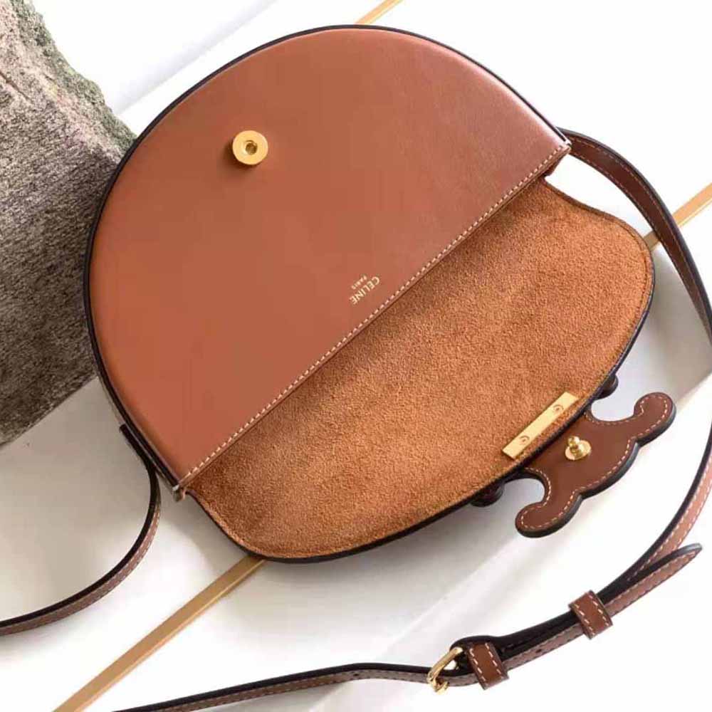Celine Women Besace Cuir Triomphe in Smooth Calfskin-Brown - image 4