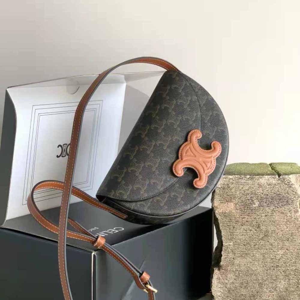 Close-up of gold-tone hardware on Celine Women Besace Cuir Triomphe
