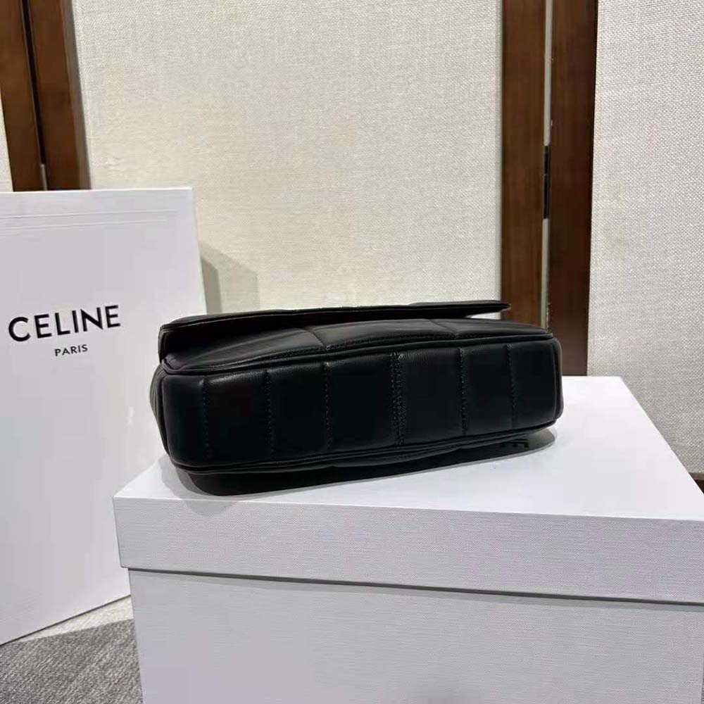 Celine Women Chain Shoulder Bag Matelasse Monochrome Celine in Quilted Goatskin-Gold - image 8