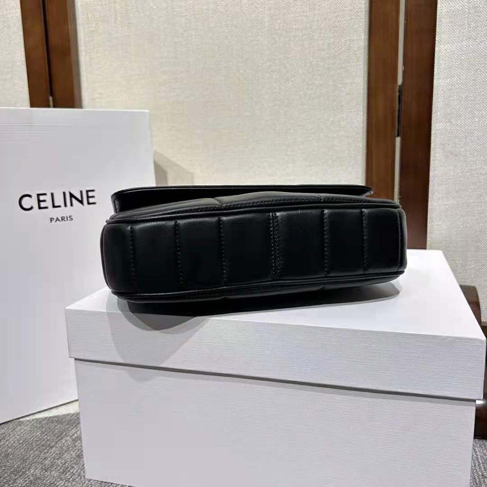 Celine Women Chain Shoulder Bag Matelasse Monochrome Celine in Quilted Goatskin-Silver - image 8