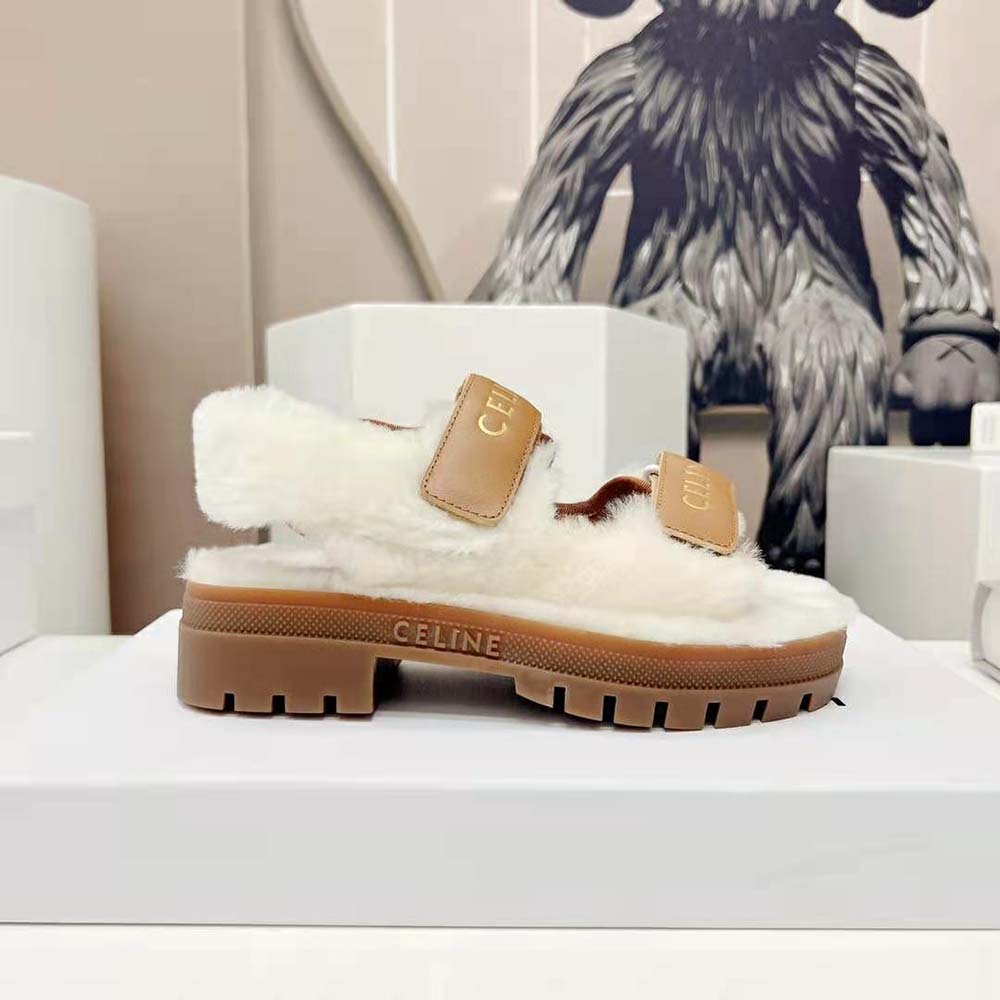 Celine Women Leo Scratch Sandal in Shearling & Calfskin - image 9