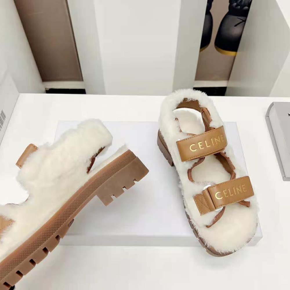 Celine Women Leo Scratch Sandal in Shearling & Calfskin - image 8