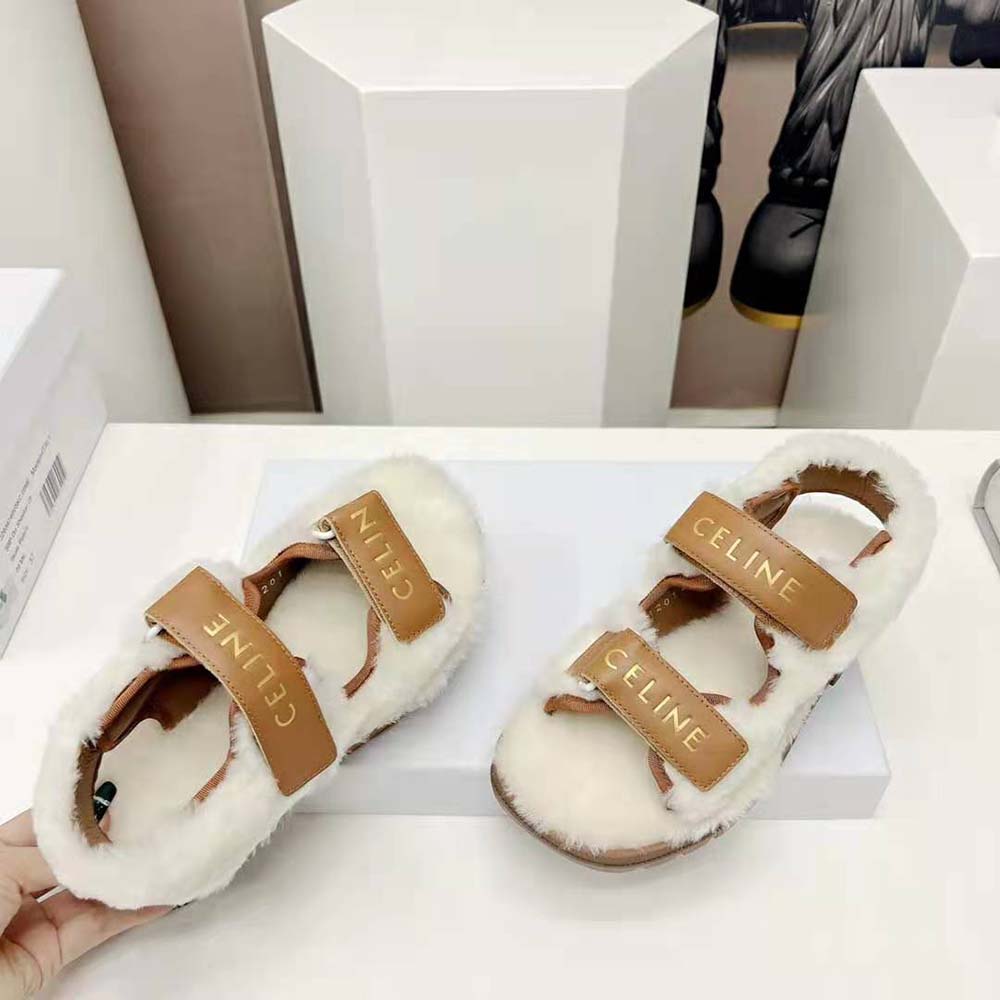 Celine Women Leo Scratch Sandal in Shearling & Calfskin - image 5