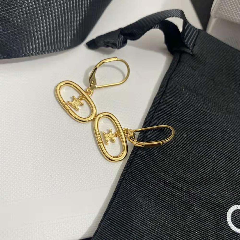 Celine Women Maillon Triomphe Mobile Earrings in Brass with Gold Finish - image 6
