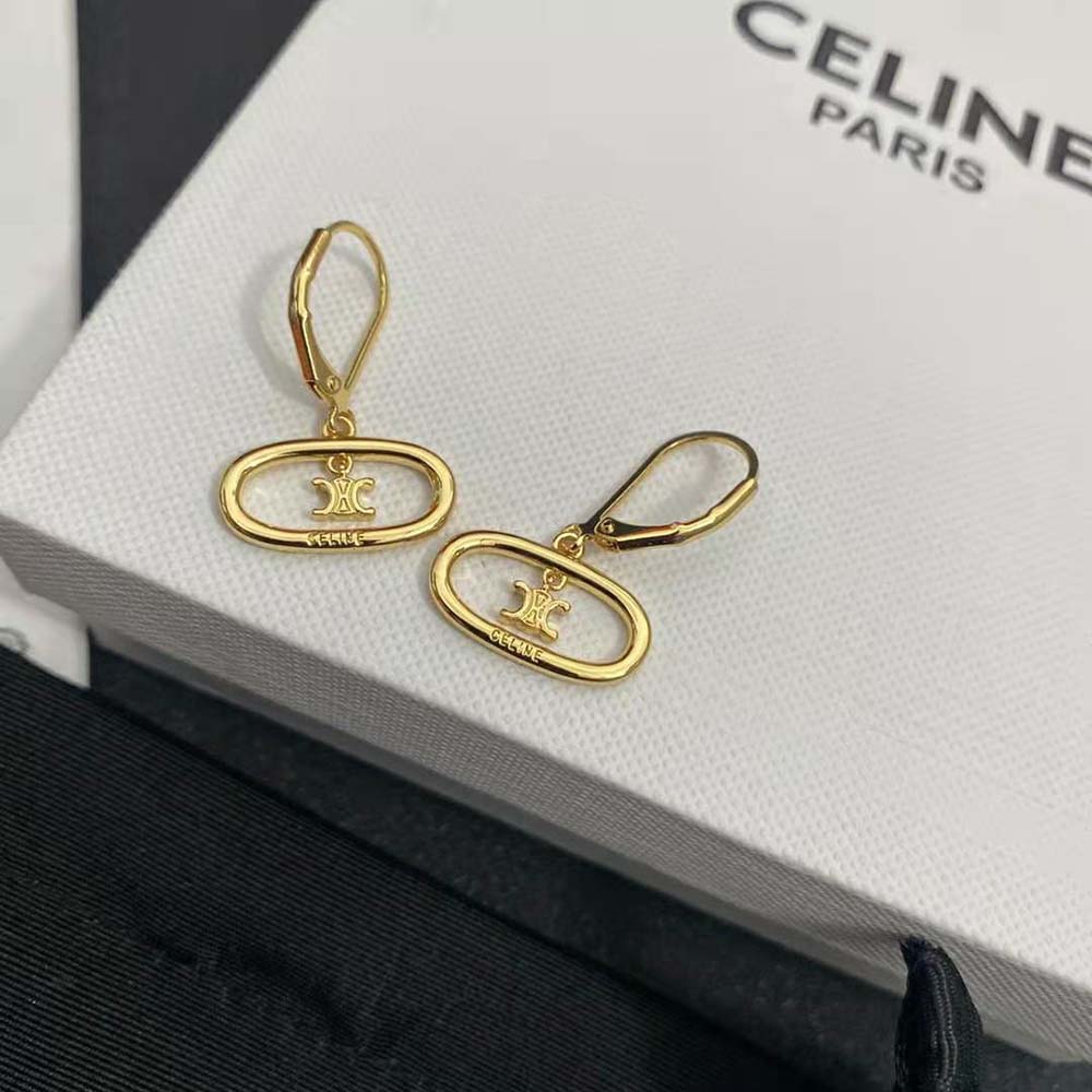 Celine Women Maillon Triomphe Mobile Earrings in Brass with Gold Finish - image 4