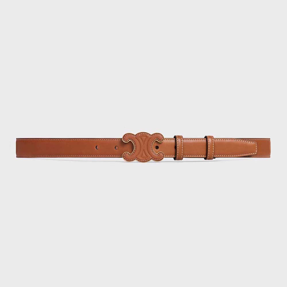 Front view of Celine Women Medium Cuir Triomphe Belt in Natural Calfskin