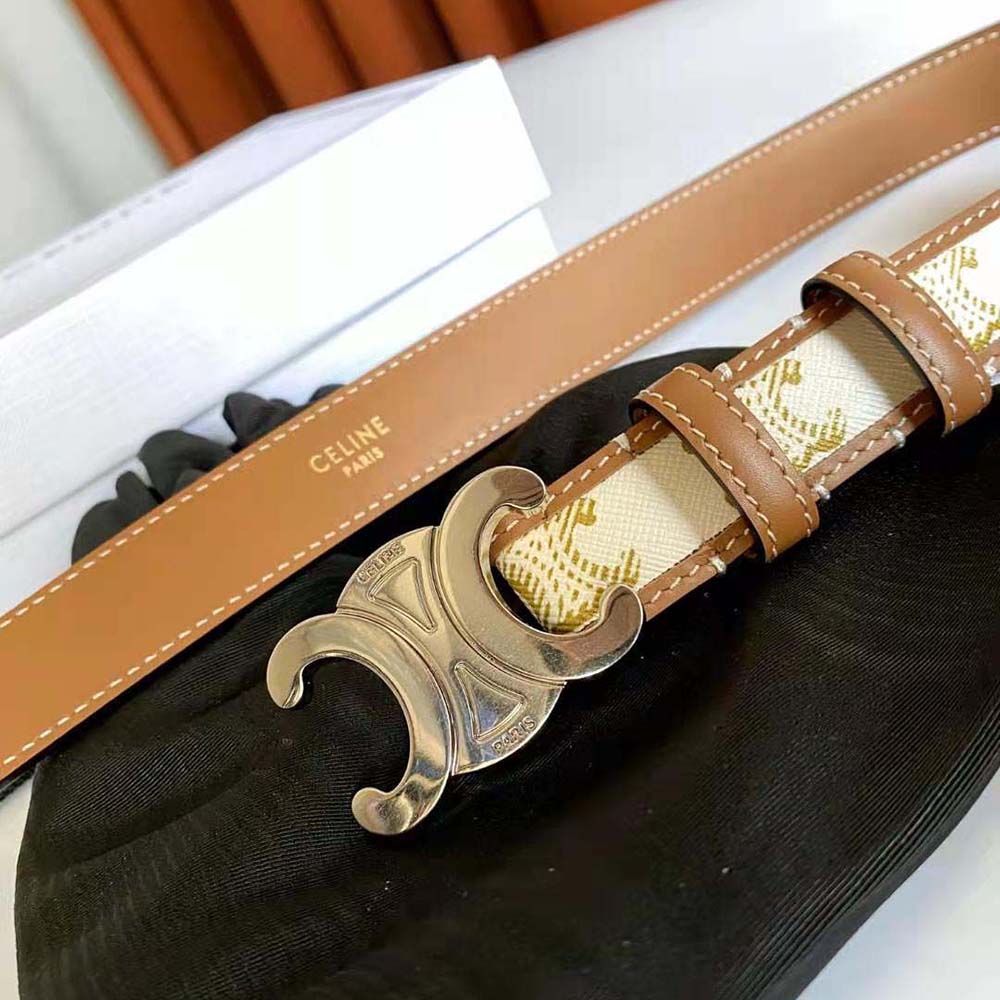 Celine Women Medium Triomphe Belt in Triomphe Canvas and Calfskin - image 5