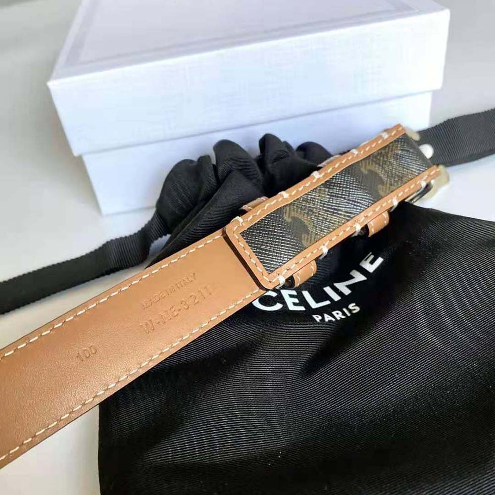 Celine Women Medium with Bborder Triomphe Belt in Triomphe Canvas and Calfskin - image 6