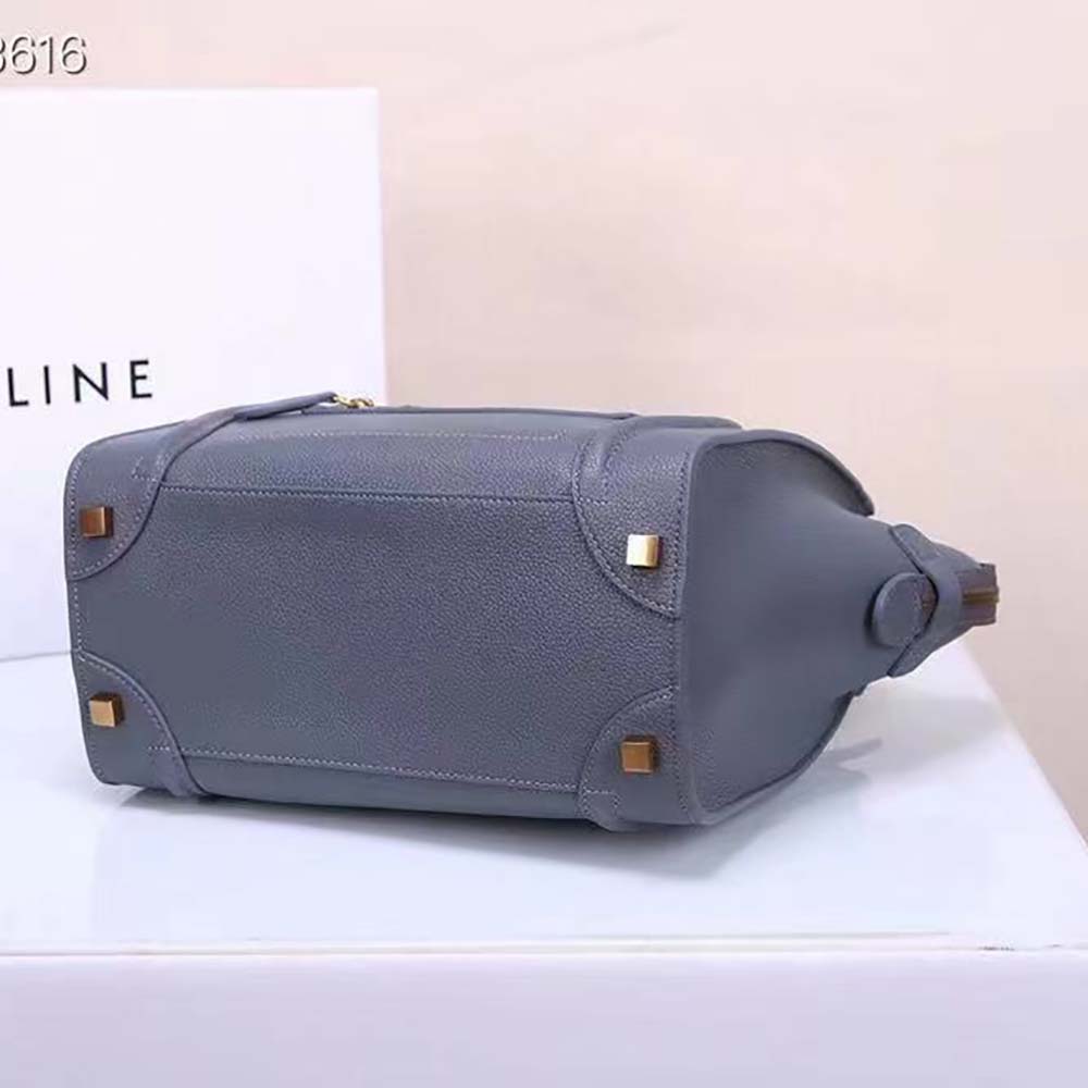 Celine Women Micro Luggage Handbag in Drummed Calfskin-Silver - image 5