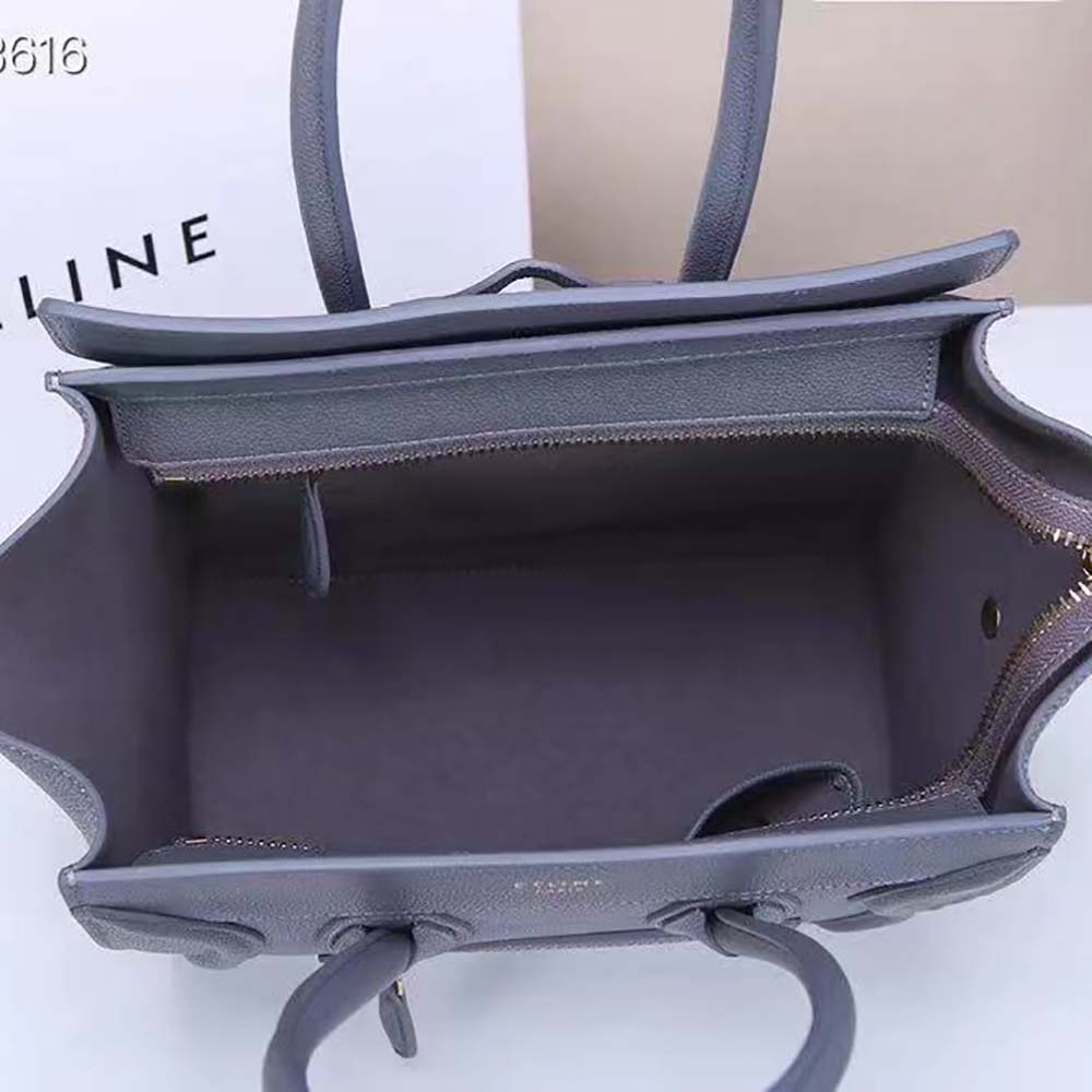 Celine Women Micro Luggage Handbag in Drummed Calfskin-Silver - image 6