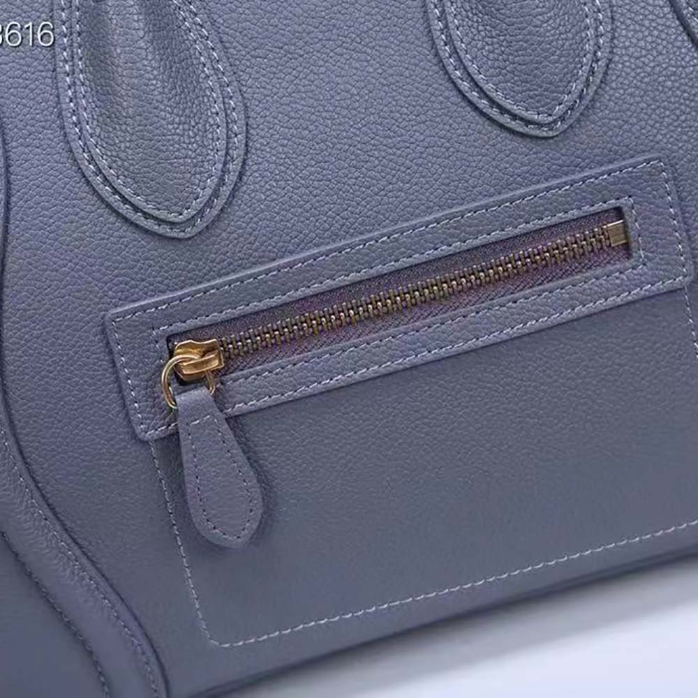 Celine Women Micro Luggage Handbag in Drummed Calfskin-Silver - image 8
