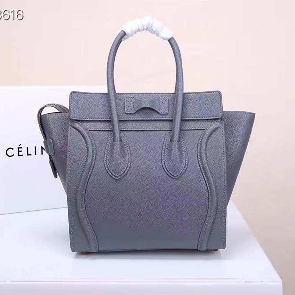 Celine Women Micro Luggage Handbag in Drummed Calfskin-Silver - image 4