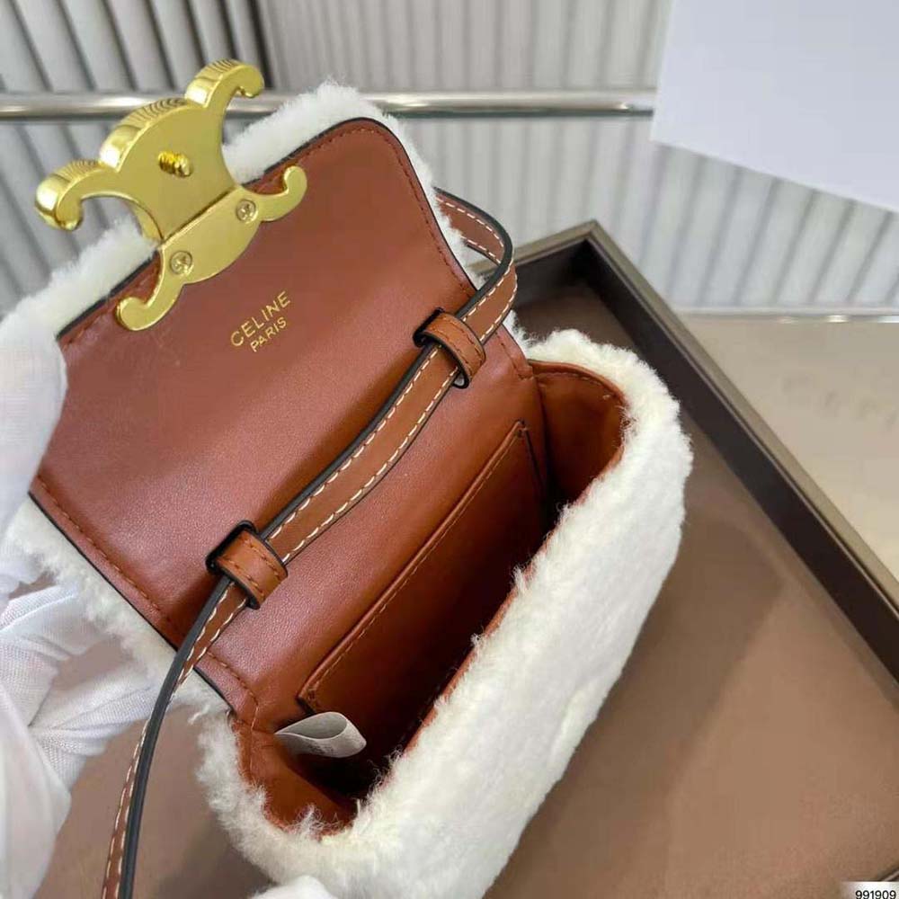 Celine Women Mini Triomphe in Shearling and Calfskin - image 10