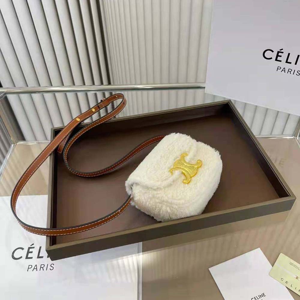 Celine Women Mini Triomphe in Shearling and Calfskin - image 4