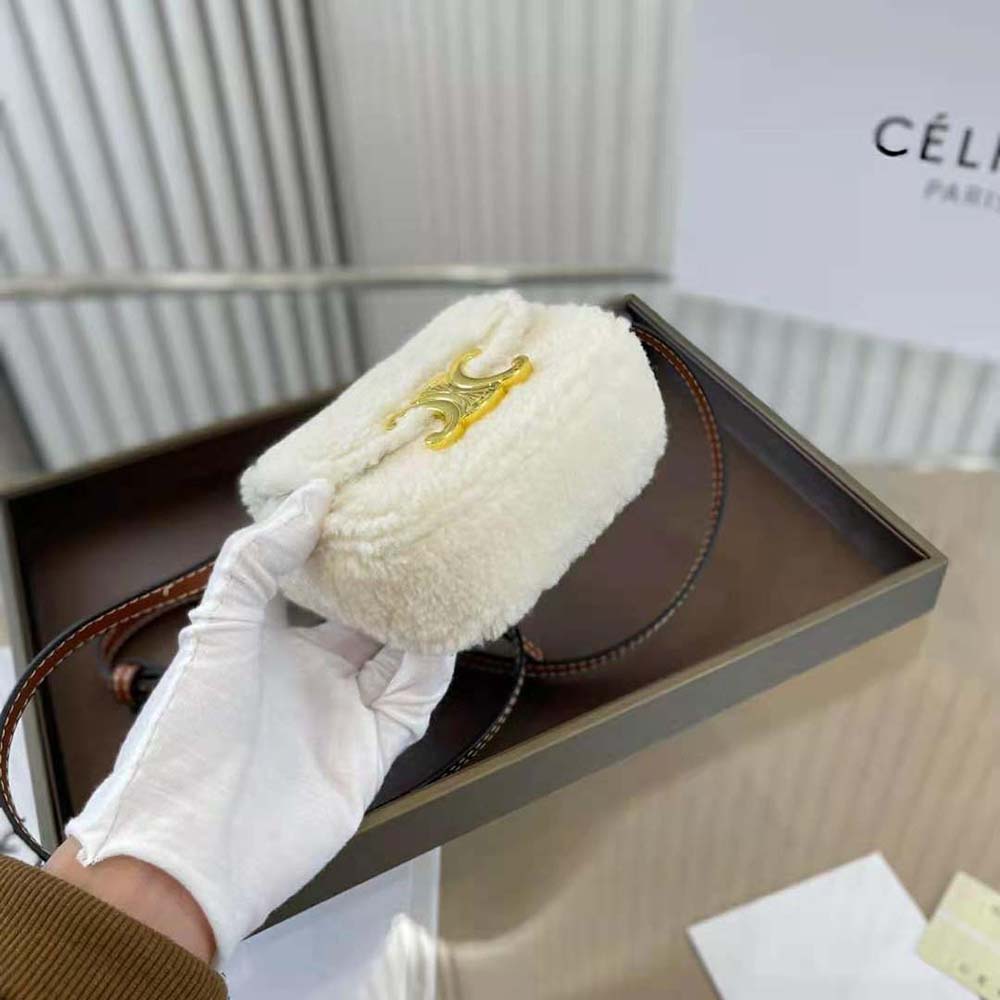 Celine Women Mini Triomphe in Shearling and Calfskin - image 8