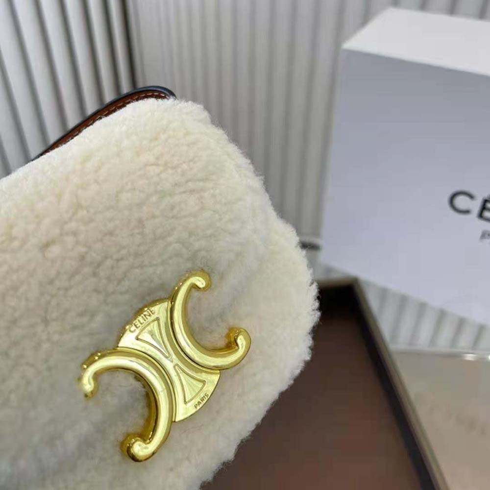 Celine Women Mini Triomphe in Shearling and Calfskin - image 9