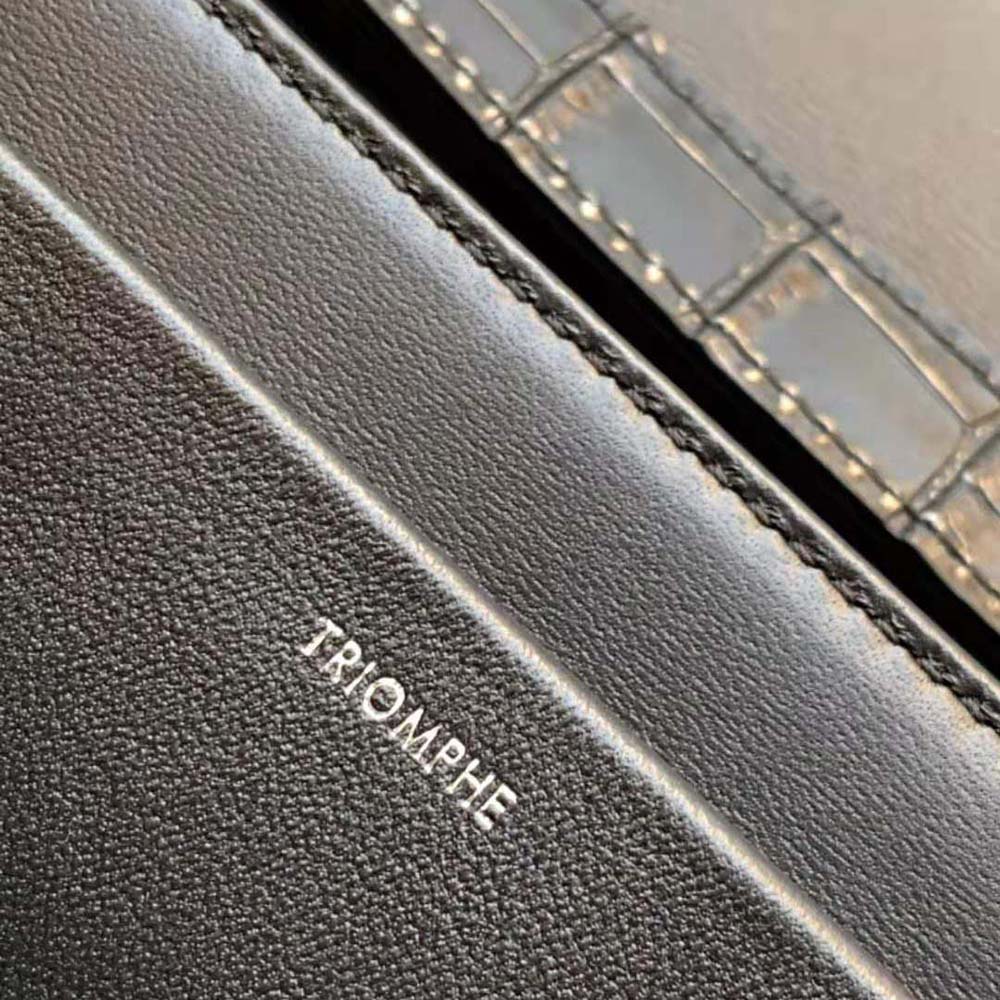 Celine Women Trapeze Triomphe Bag in Shiny Calfskin-Black - image 8