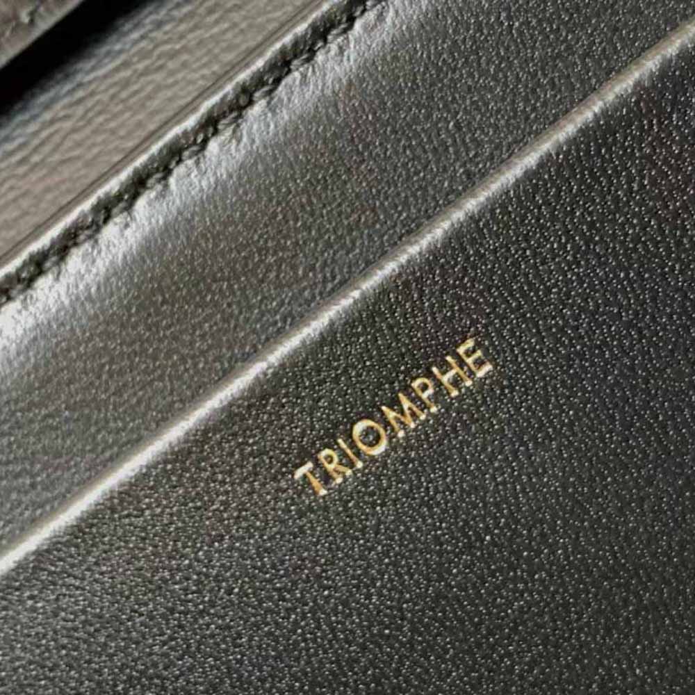 Celine Women Trapeze Triomphe Bag in Shiny Calfskin-Black - image 9