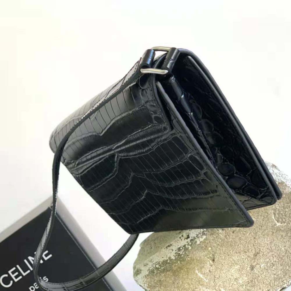 Celine Women Trapeze Triomphe Bag in Shiny Calfskin-Black - image 6