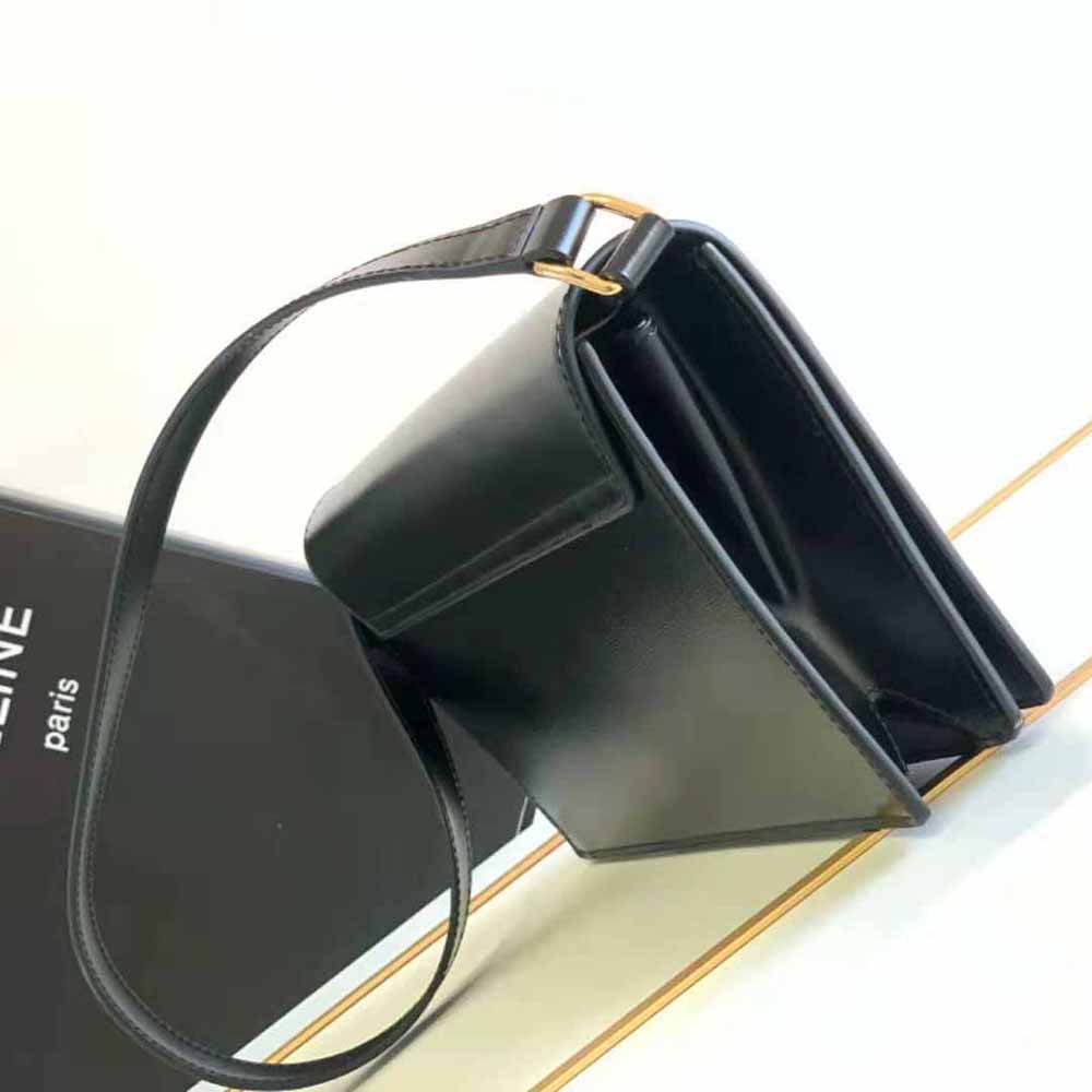 Celine Women Trapeze Triomphe Bag in Shiny Calfskin-Black - image 4