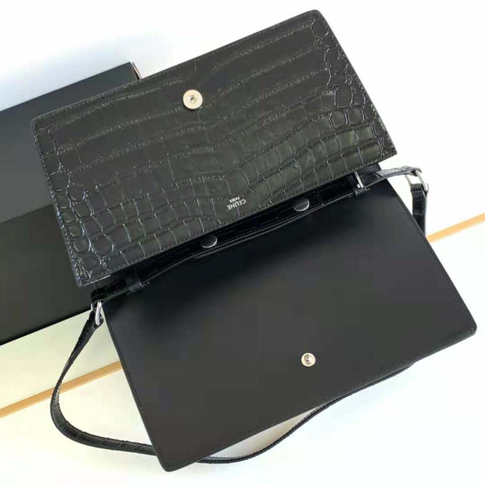 Celine Women Trapeze Triomphe Bag in Shiny Calfskin-Black - image 4