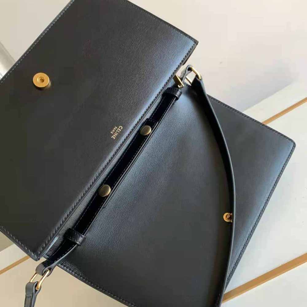 Celine Women Trapeze Triomphe Bag in Shiny Calfskin-Black - image 6