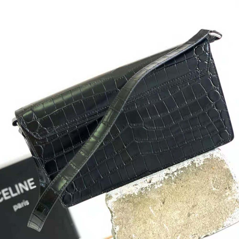 Side profile showing structured trapeze silhouette of Celine Women Trapeze Triomphe Bag