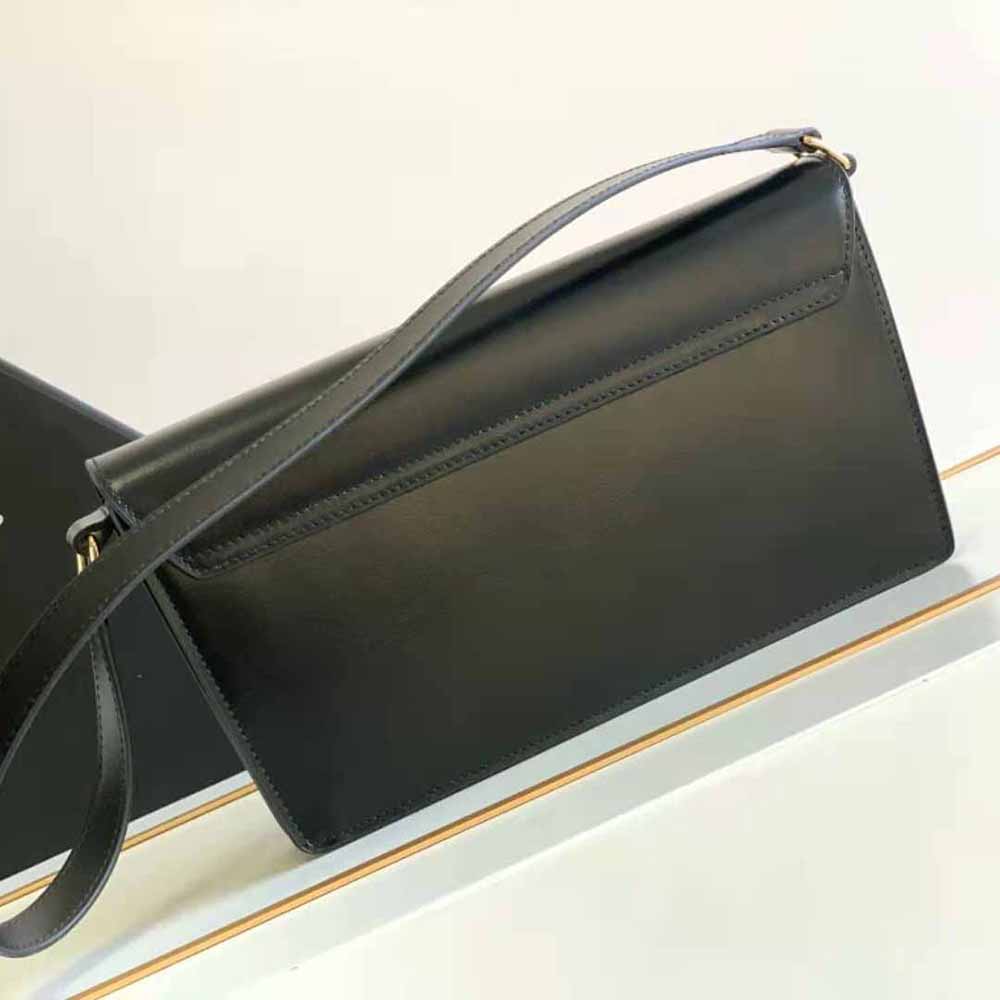 Side angle showing trapeze shape of Celine Women Trapeze Triomphe Bag