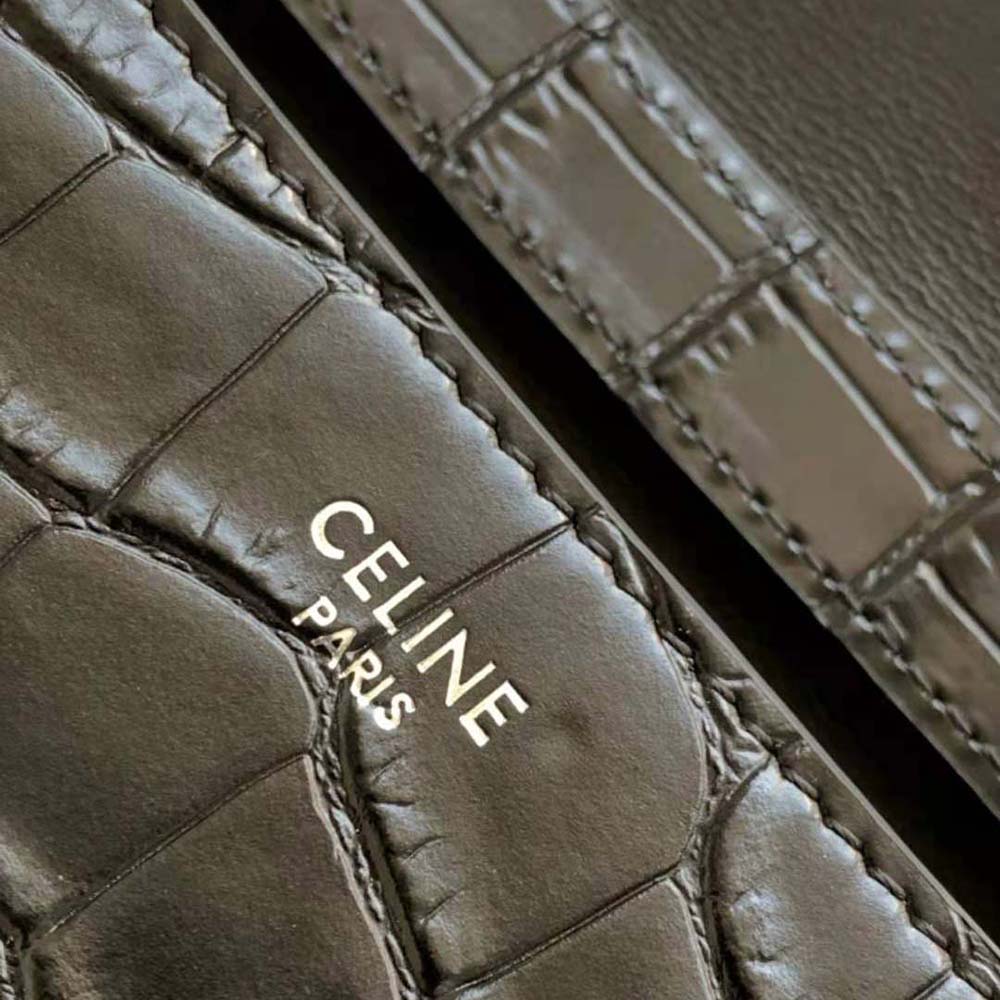 Celine Women Trapeze Triomphe Bag in Shiny Calfskin-Black - image 9