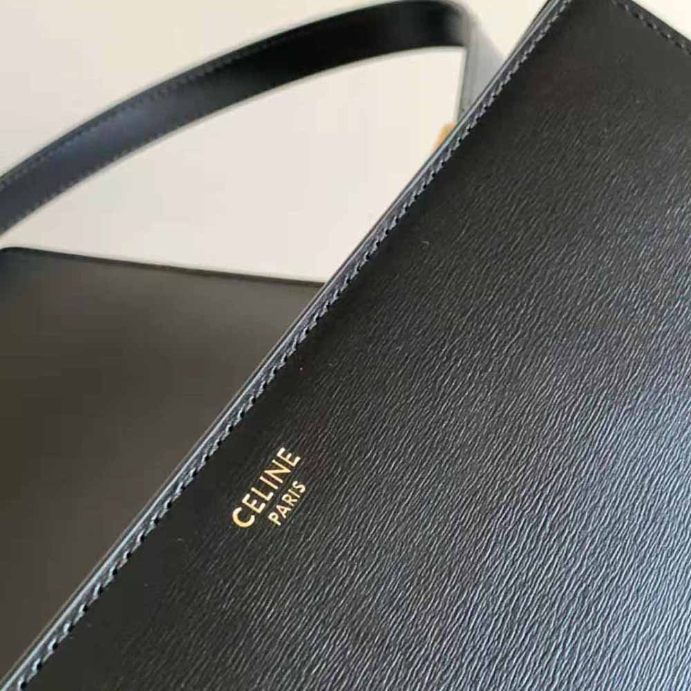 Celine Women Trapeze Triomphe Bag in Shiny Calfskin-Black - image 10