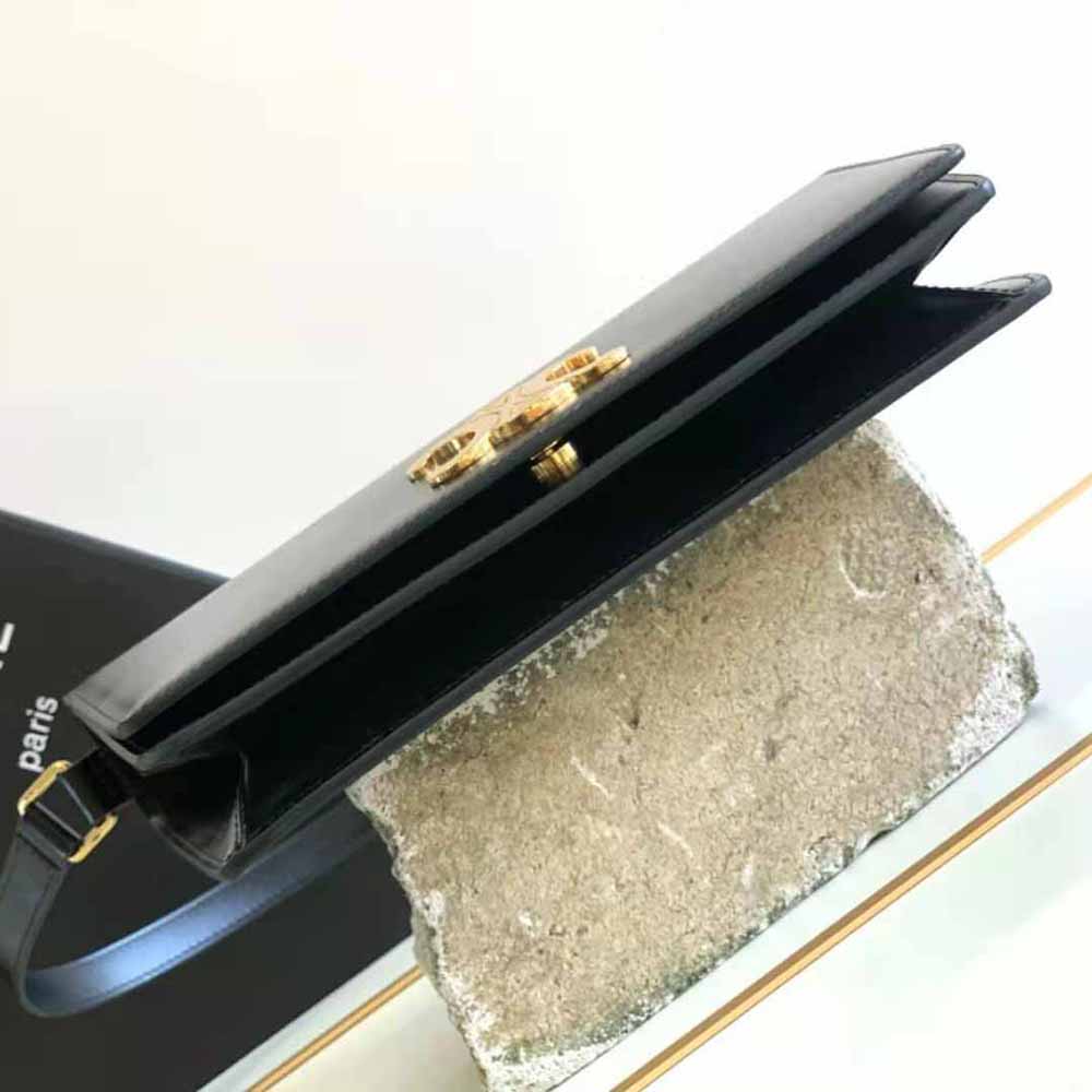 Celine Women Trapeze Triomphe Bag in Shiny Calfskin-Black - image 5