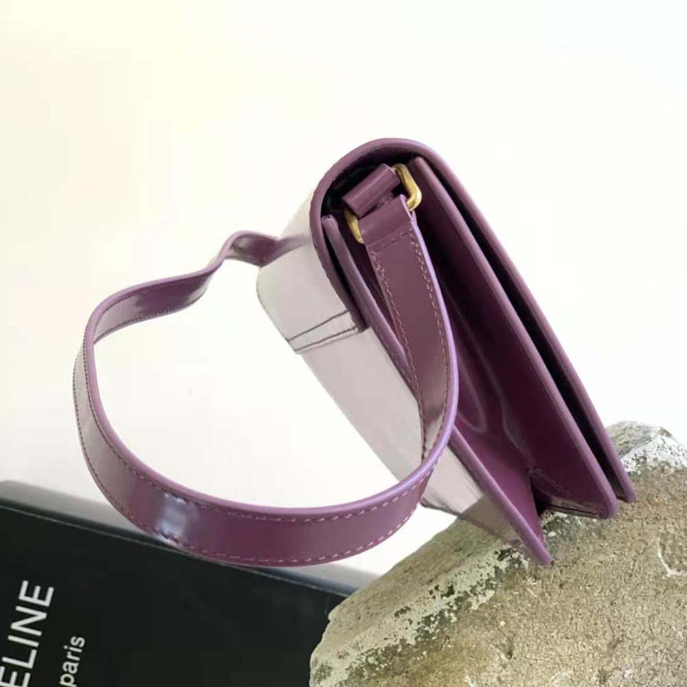 Celine Women Trapeze Triomphe Bag in Shiny Calfskin-Purple - image 5