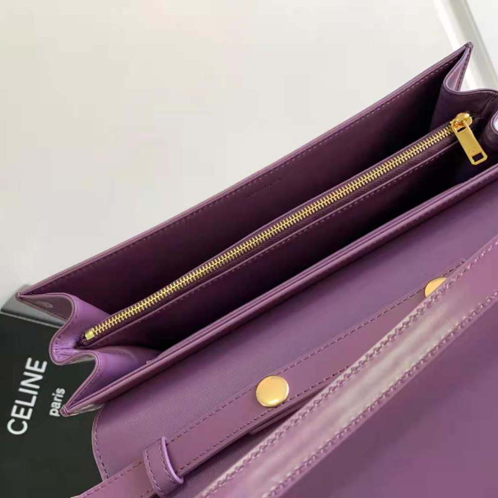 Celine Women Trapeze Triomphe Bag in Shiny Calfskin-Purple - image 8