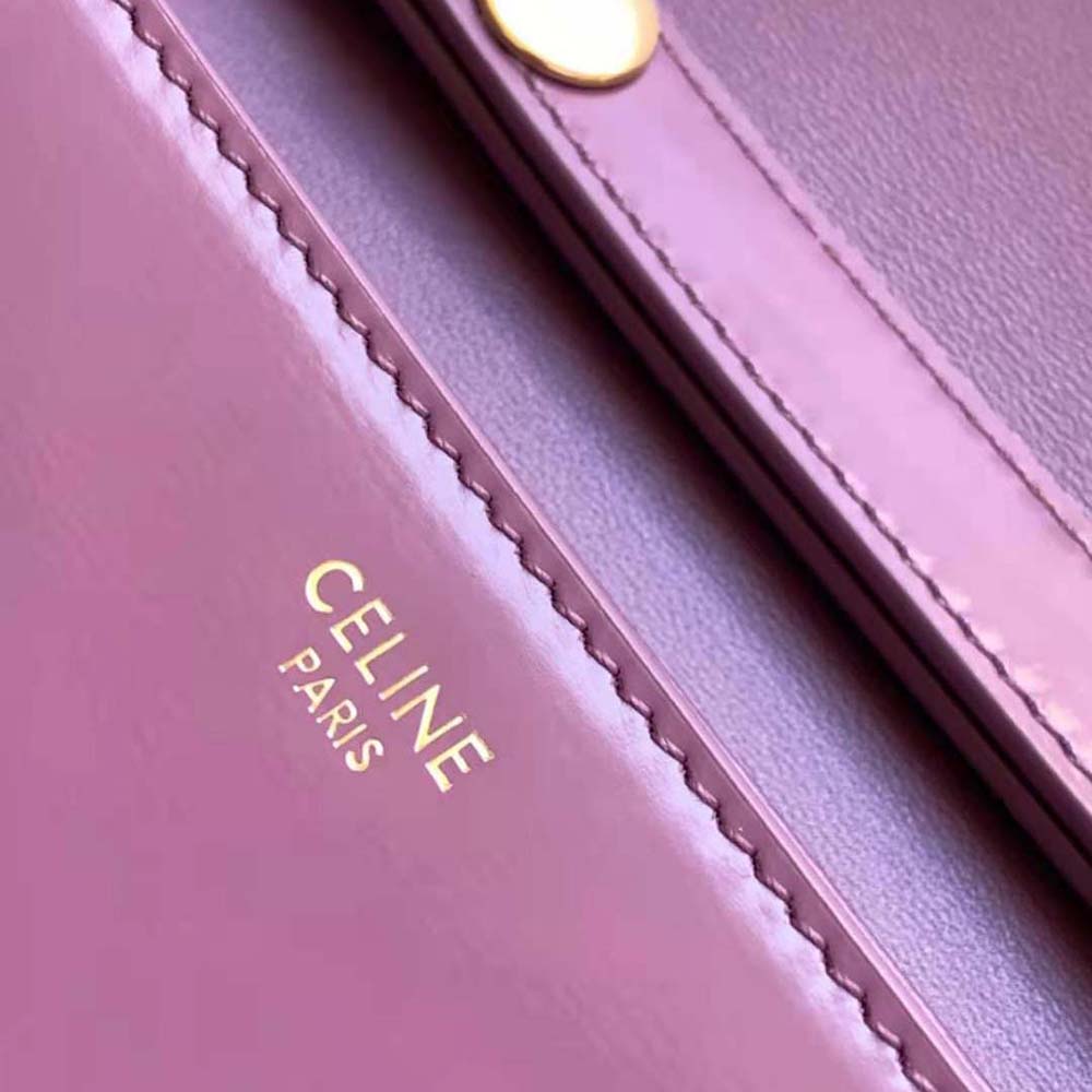 Celine Women Trapeze Triomphe Bag in Shiny Calfskin-Purple - image 10