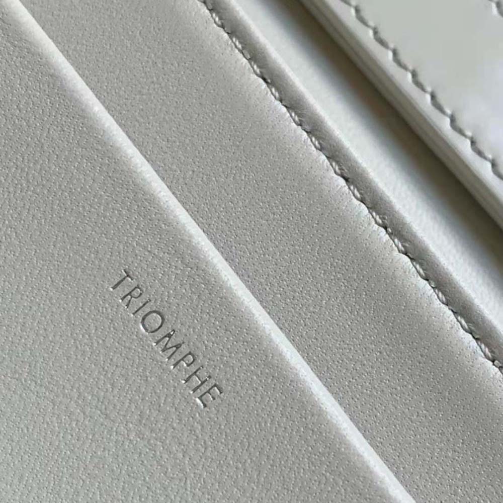 Celine Women Trapeze Triomphe Bag in Shiny Calfskin-White - image 8