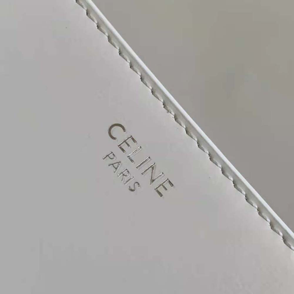 Celine Women Trapeze Triomphe Bag in Shiny Calfskin-White - image 9