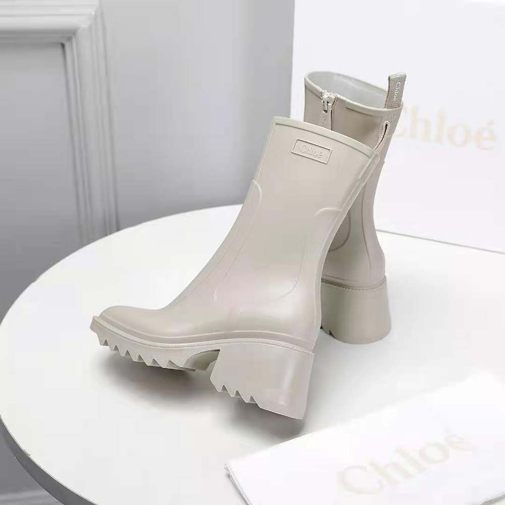 Chloe Women Betty Rain Boot in 50 mm Heel Height-Beige - image 7