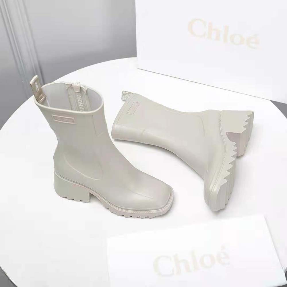 Chloe Women Betty Rain Boot in 50 mm Heel Height-Beige - image 6