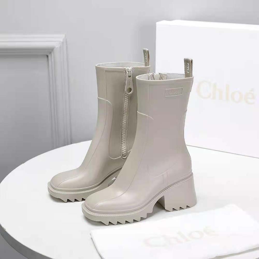 Chloe Women Betty Rain Boot in 50 mm Heel Height-Beige - image 4