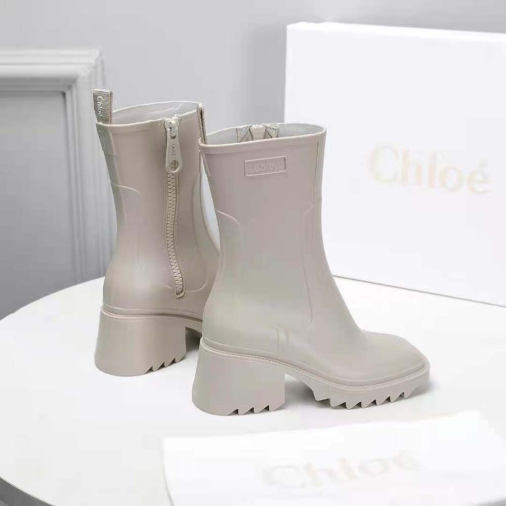 Chloe Women Betty Rain Boot in 50 mm Heel Height-Beige - image 8