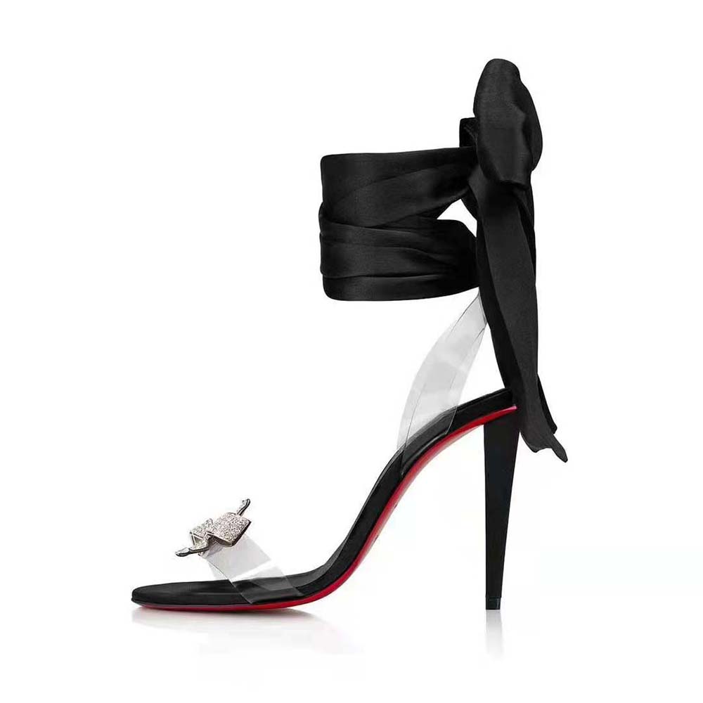Side profile of Christian Louboutin Women Astrinodo 100 mm Heel Height-Black sandal