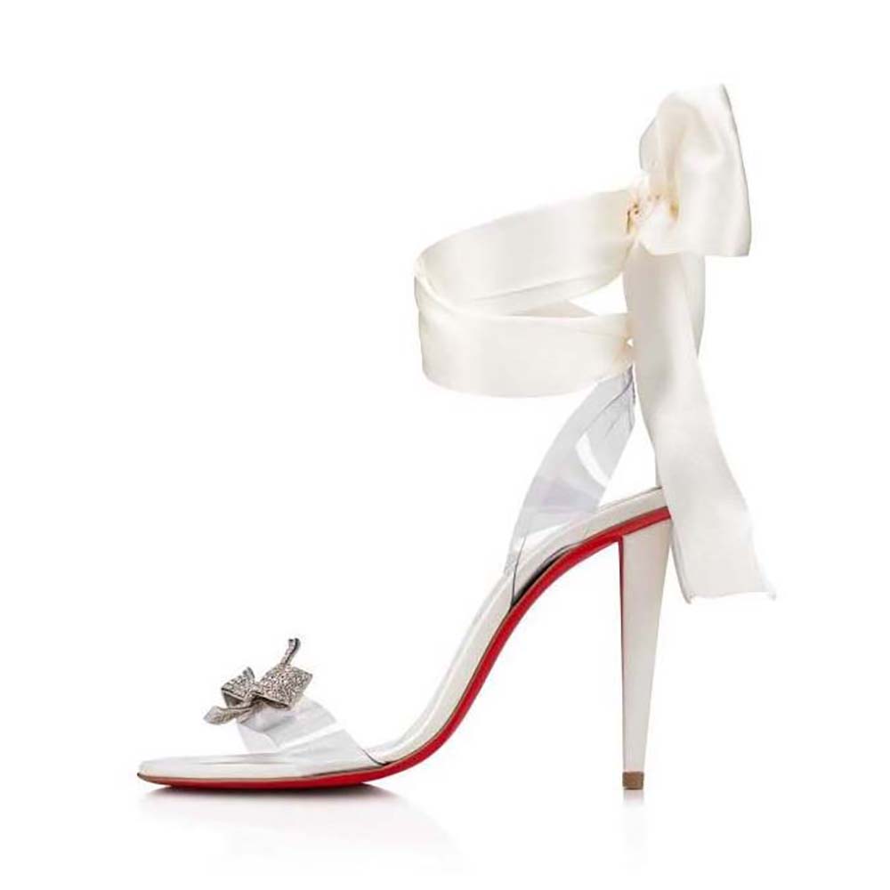 Side angle of Christian Louboutin Women Astrinodo 100 mm Heel Height-White