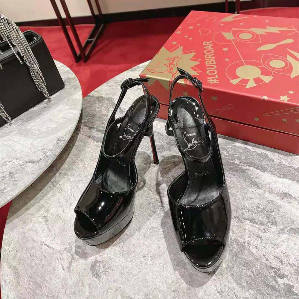 Top view showing adjustable ankle strap of Christian Louboutin Women So Jenlove Alta sandal